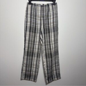 Reformation 100% Linen Plaid Straight Leg Pants Sz 2 | High Rise